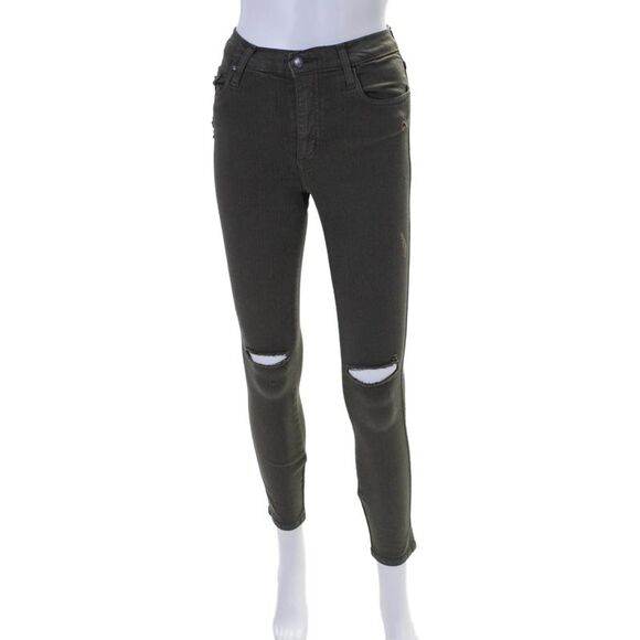 Nobody Denim Women's Midrise Distress Five Pockets Skinny Pants Green Size 26 - Picture 1 of 4